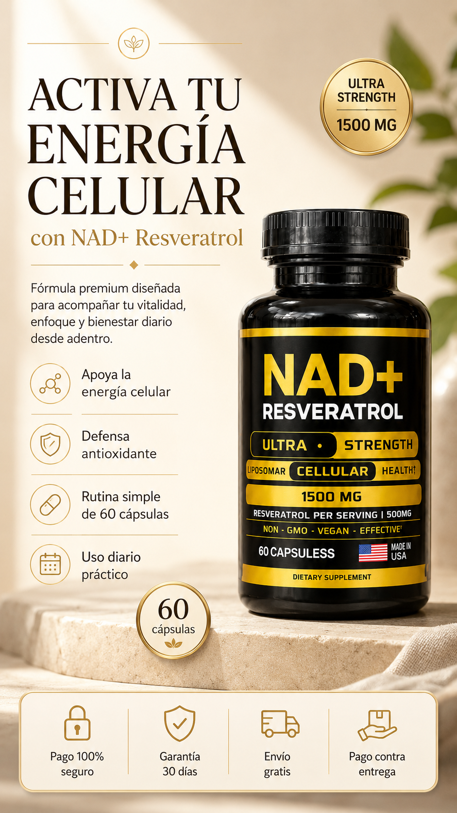 NAD + RESVERATROL AMERICANO 60 CAPSULAS