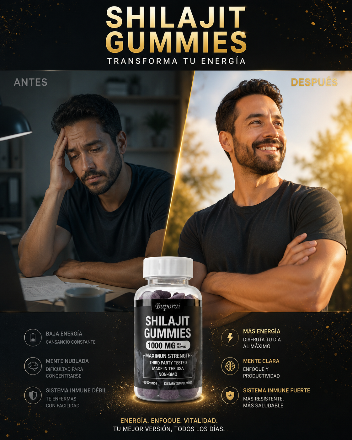 Gomitas de Shilajit 1000mg — Potencia Natural para Él