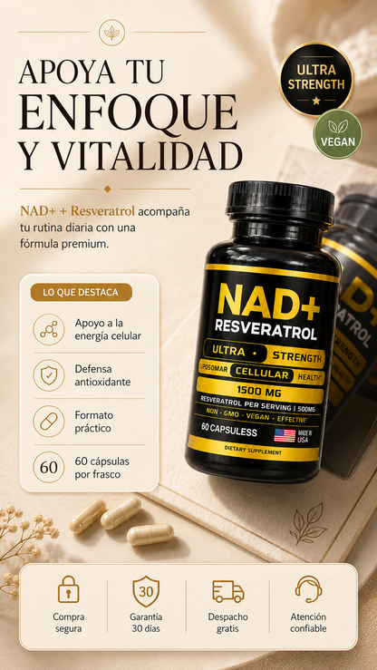 NAD + RESVERATROL AMERICANO 60 CAPSULAS