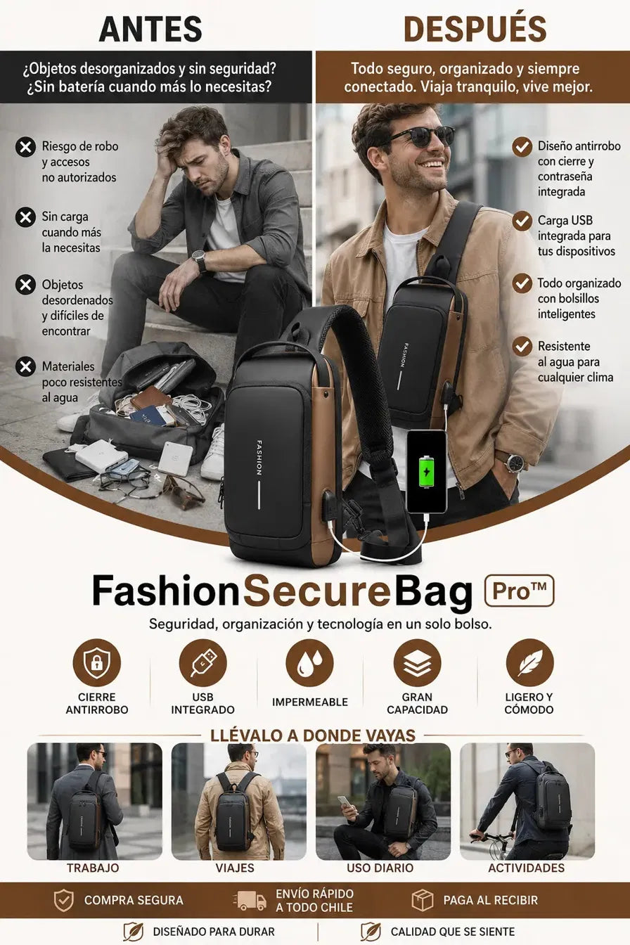 BOLSO BANDOLERA ANTIRROBO 3 COLORES