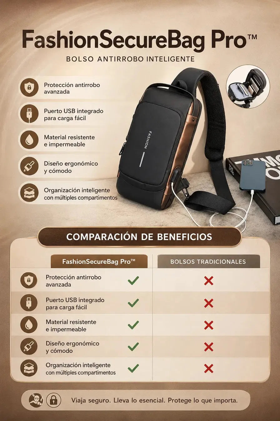 BOLSO BANDOLERA ANTIRROBO 3 COLORES